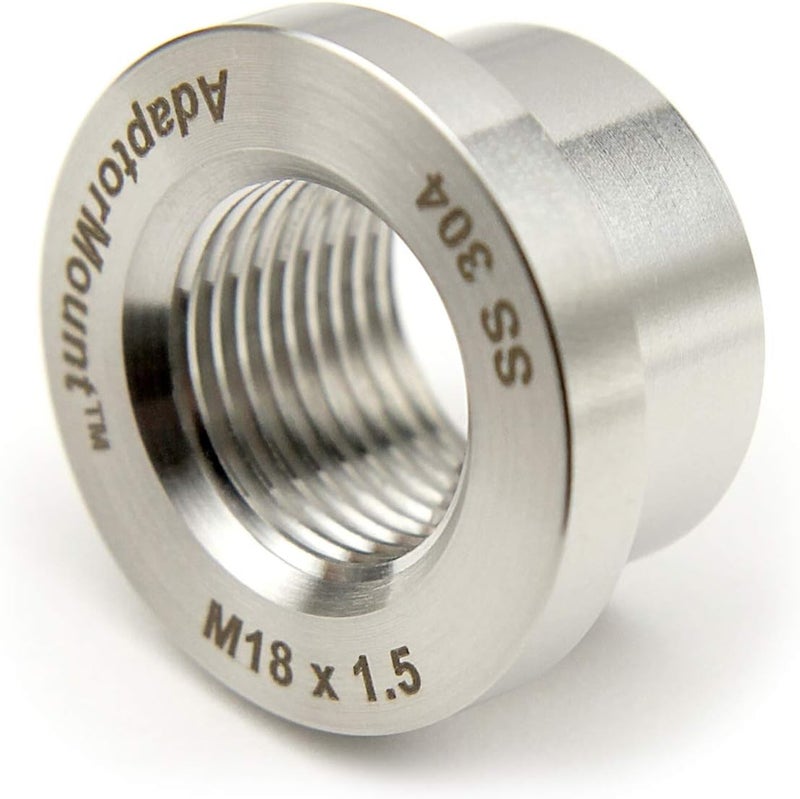 AdaptorMount M18 x 1.5 Stainless Steel 304 Female Threaded Stepped Weld Bung Metric Mounting Boss Fitting (OD 1.0") with Top Head (OD 1.2") - Image 3
